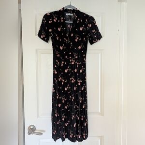 Reformation Black Floral Midi Dress